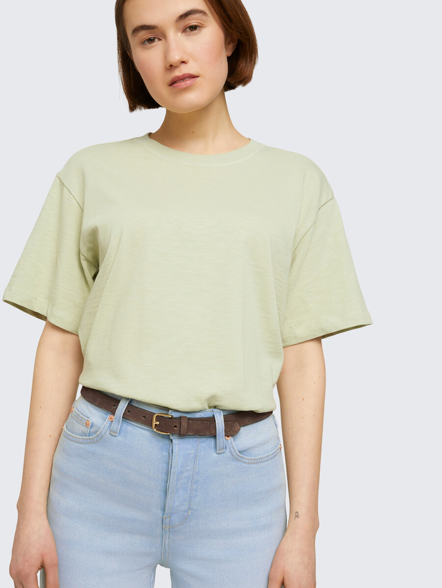 ceinture étroite en cuir ttmeghan avec boucle ardillon arrondie