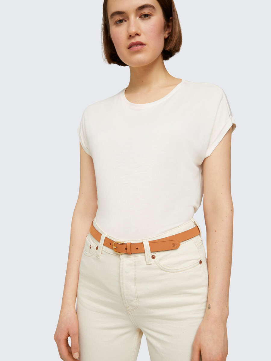 ceinture étroite en cuir ttmeghan avec boucle ardillon arrondie