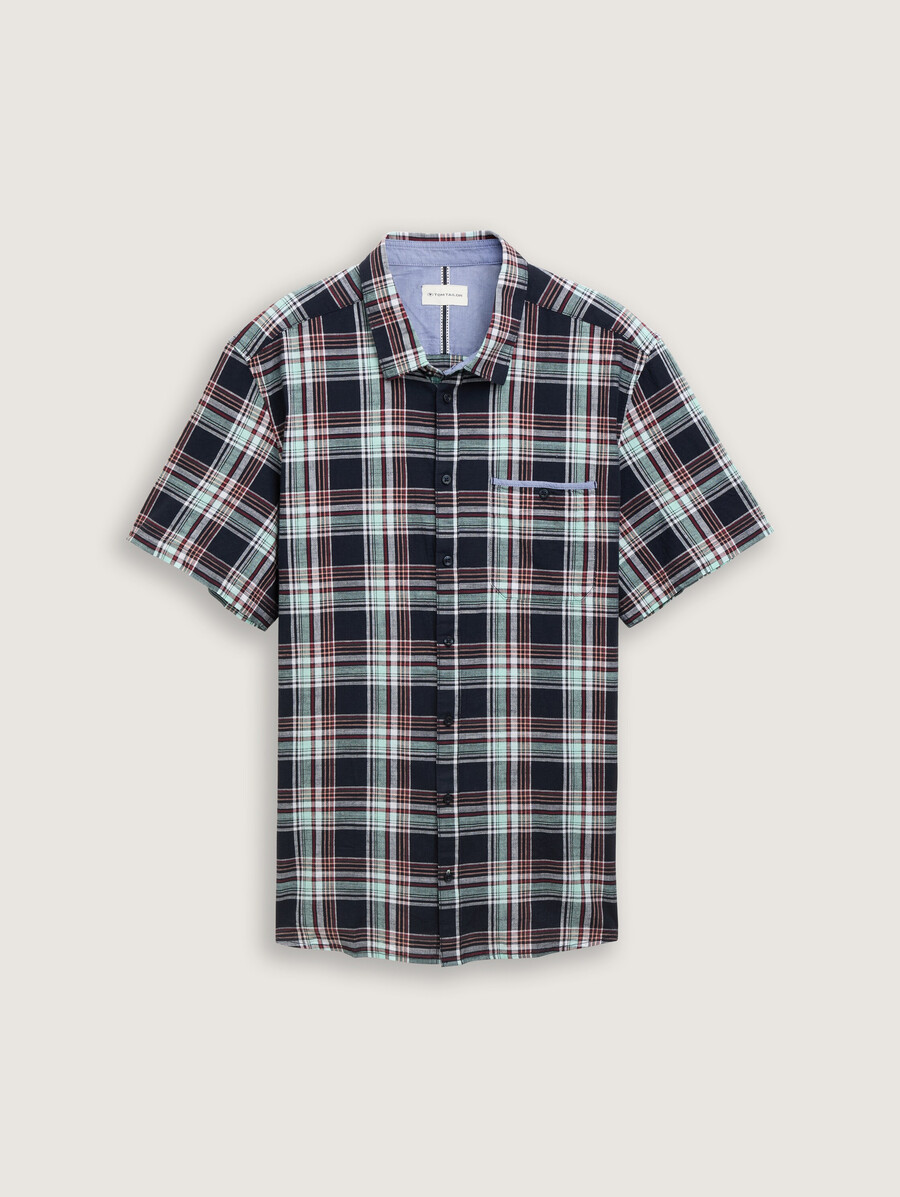 chemise à manches courtes grande taille coupe classique motif à carreaux