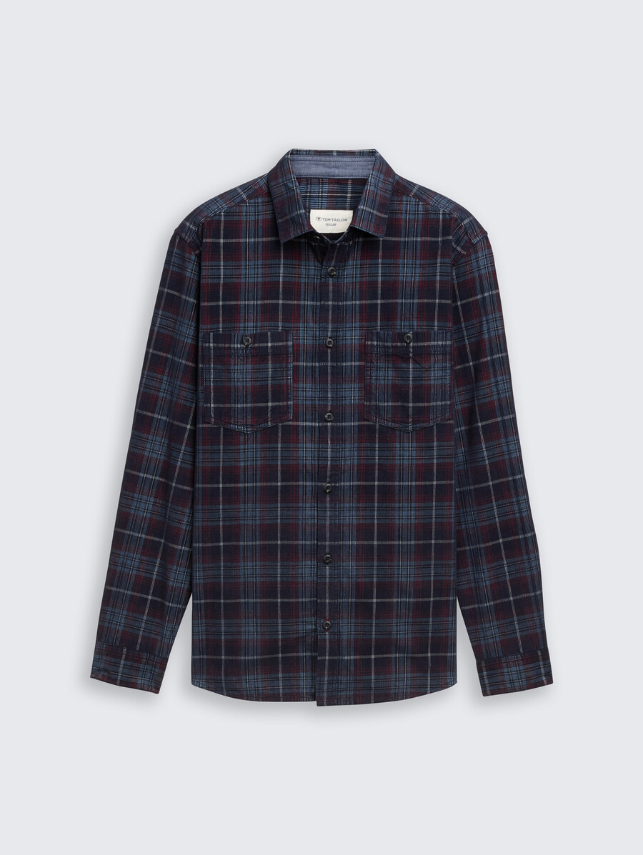chemise en velours côtelé coupe classique à carreaux