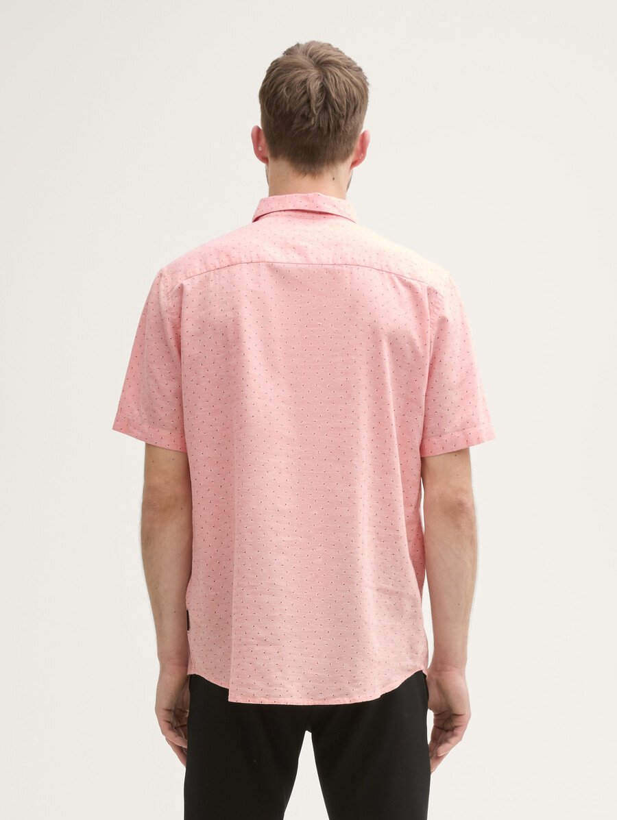 chemise à manches courtes coupe classique en lin à pois