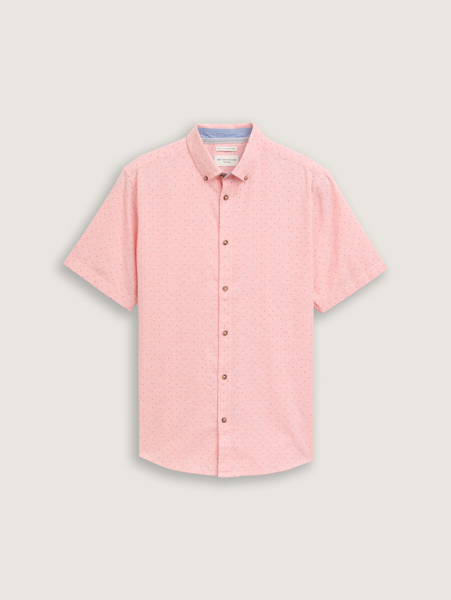 chemise à manches courtes coupe classique en lin à pois