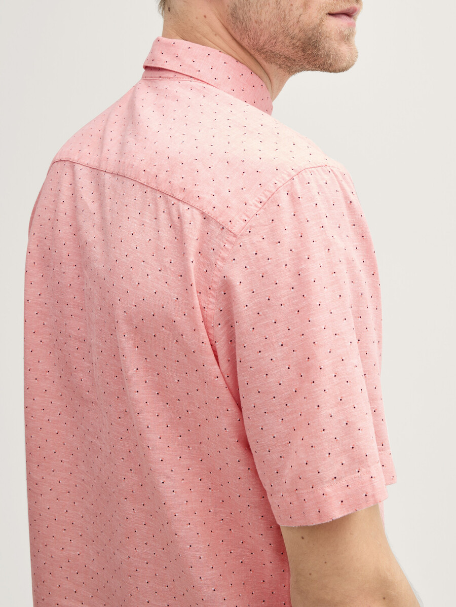 chemise à manches courtes coupe classique en lin à pois