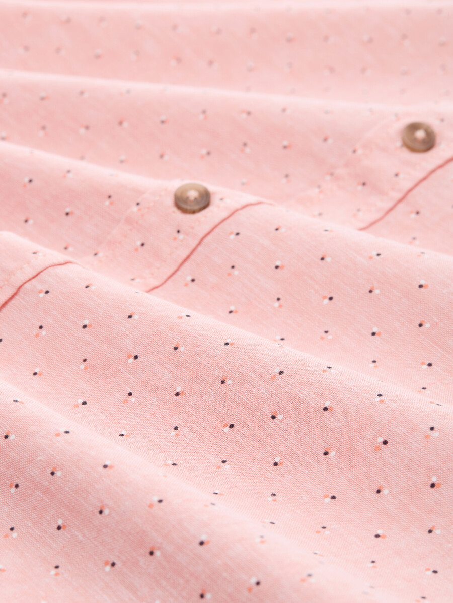 chemise à manches courtes coupe classique en lin à pois