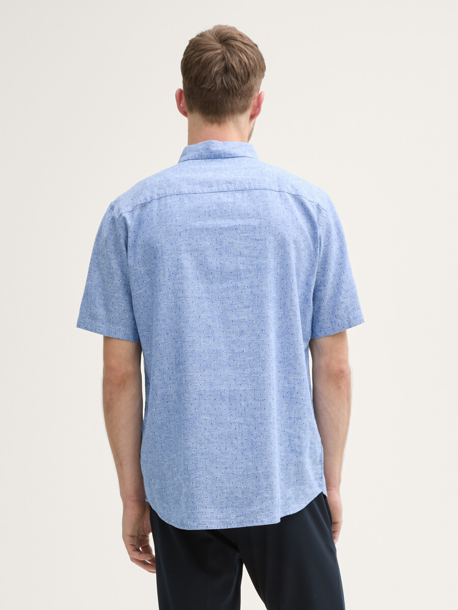 chemise à manches courtes coupe classique en lin à pois
