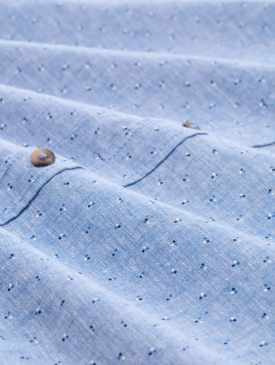 chemise à manches courtes coupe classique en lin à pois