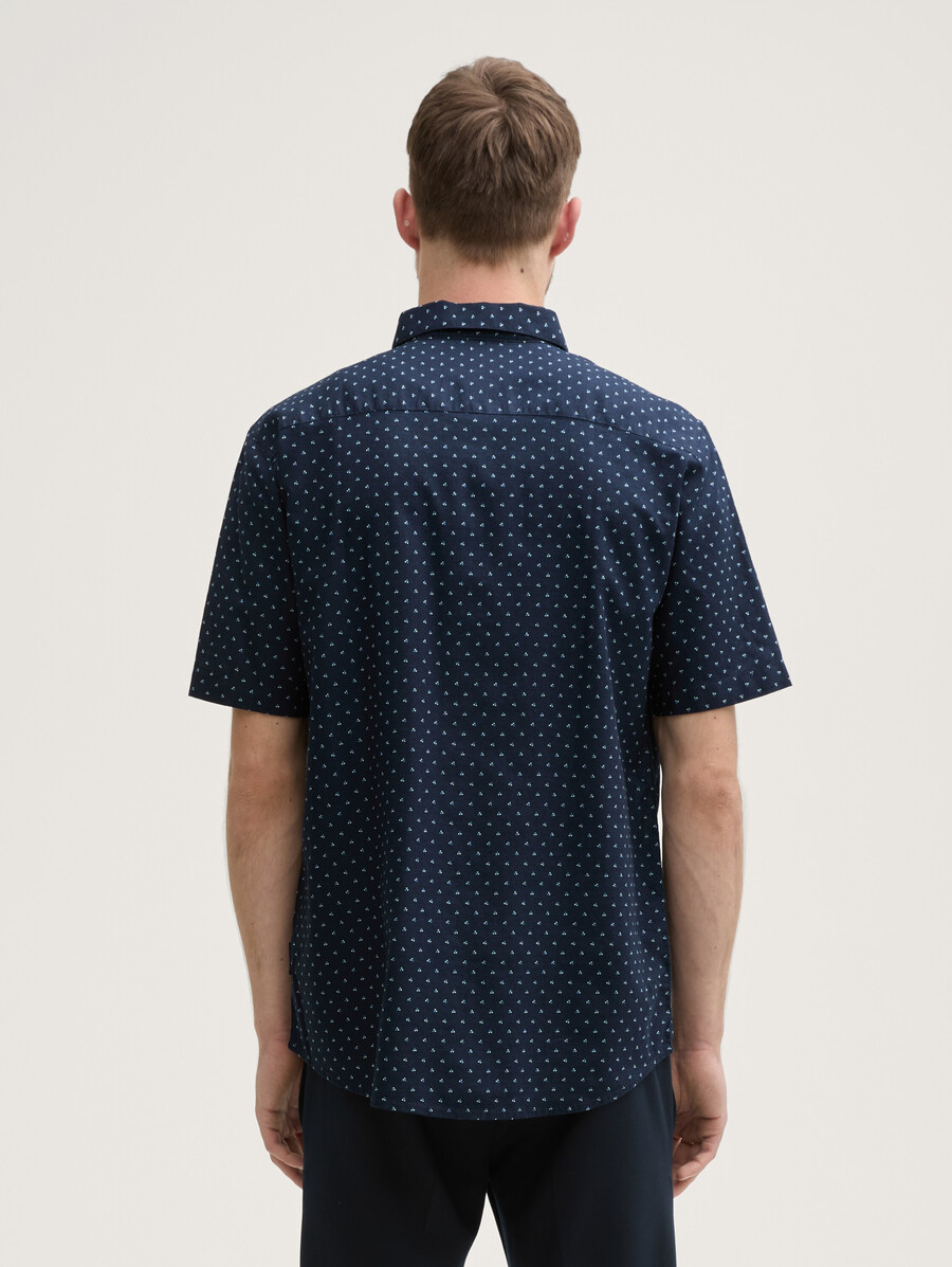 chemise à manches courtes coupe classique en lin à pois