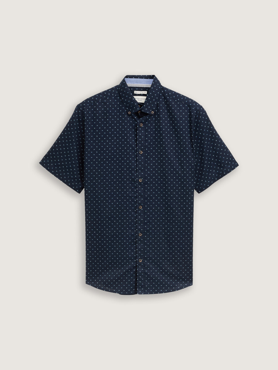 chemise à manches courtes coupe classique en lin à pois