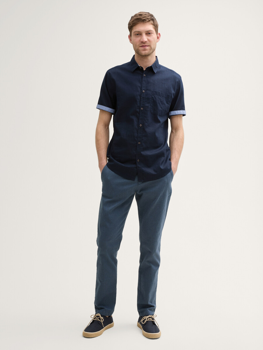 chemise à manches courtes coupe classique en lin