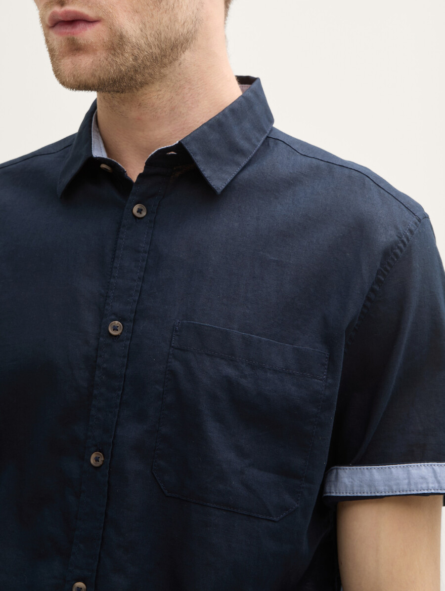 chemise à manches courtes coupe classique en lin