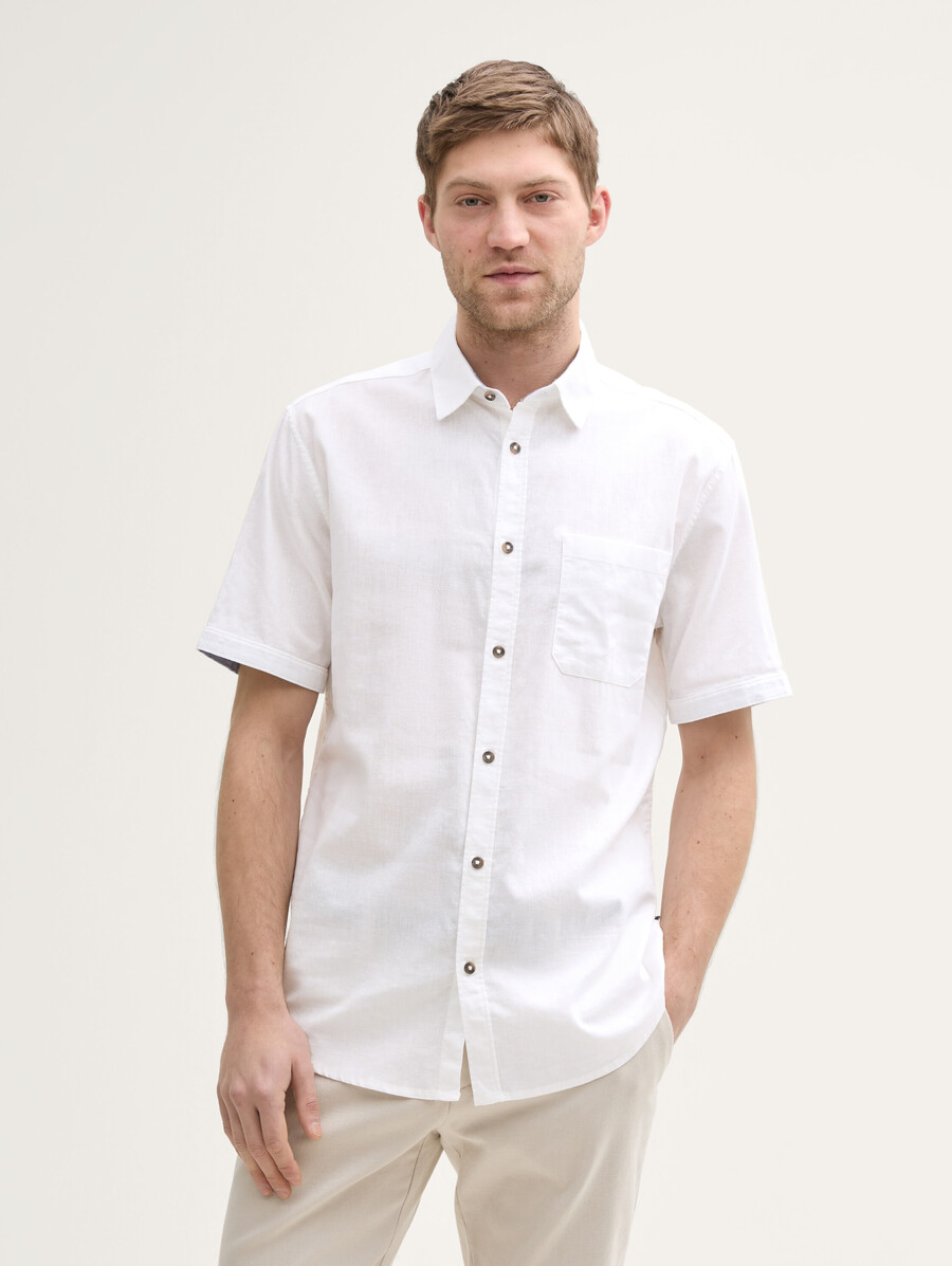 chemise à manches courtes coupe classique en lin