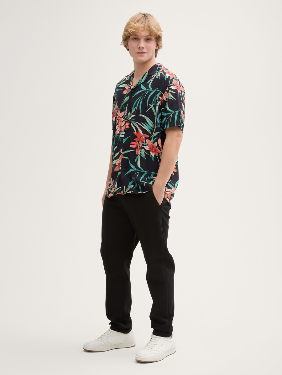 chemise à manches courtes coupe décontractée à motif floral