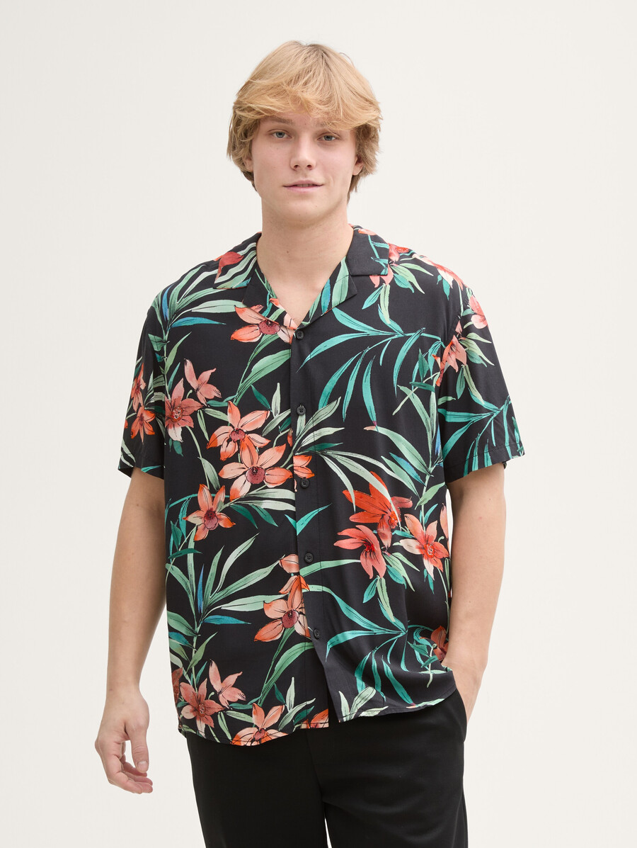 chemise à manches courtes coupe décontractée à motif floral