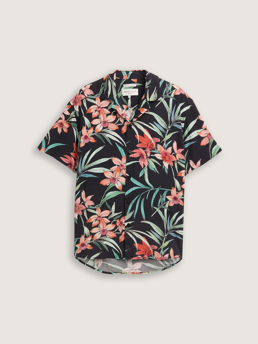 chemise à manches courtes coupe décontractée à motif floral