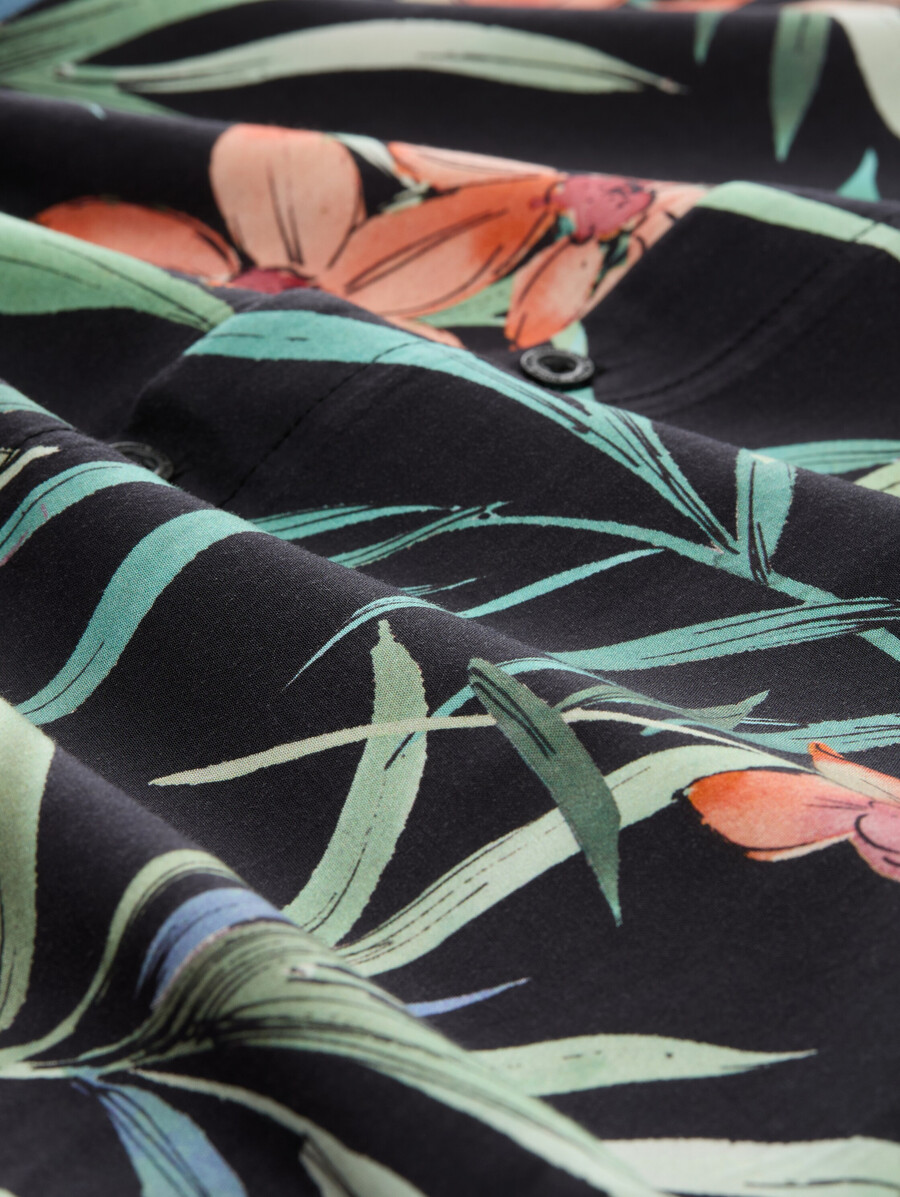 chemise à manches courtes coupe décontractée à motif floral