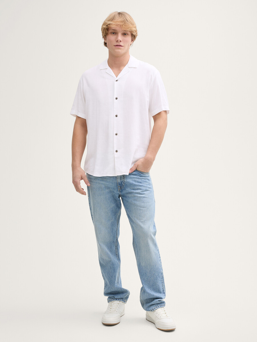 chemise à manches courtes coupe décontractée en lin