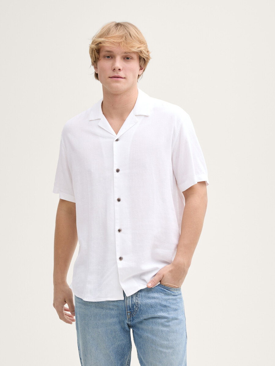 chemise à manches courtes coupe décontractée en lin