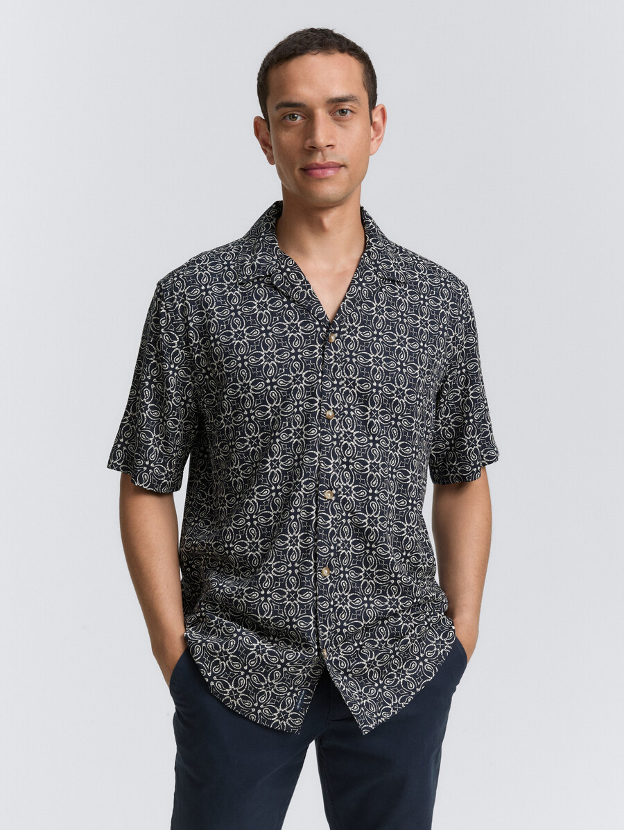 chemise à manches courtes coupe confortable style hawaïen