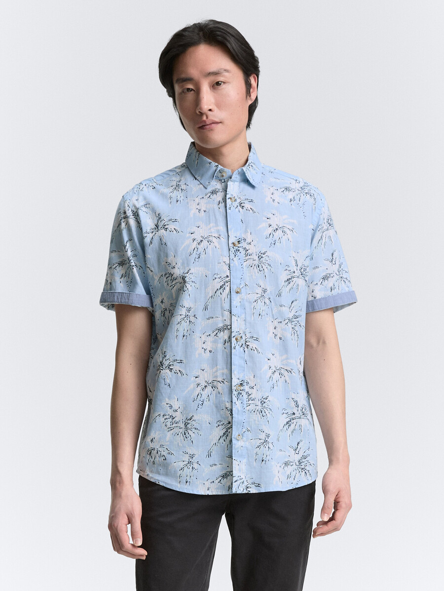 chemise à manches courtes coupe classique avec imprimé palmier