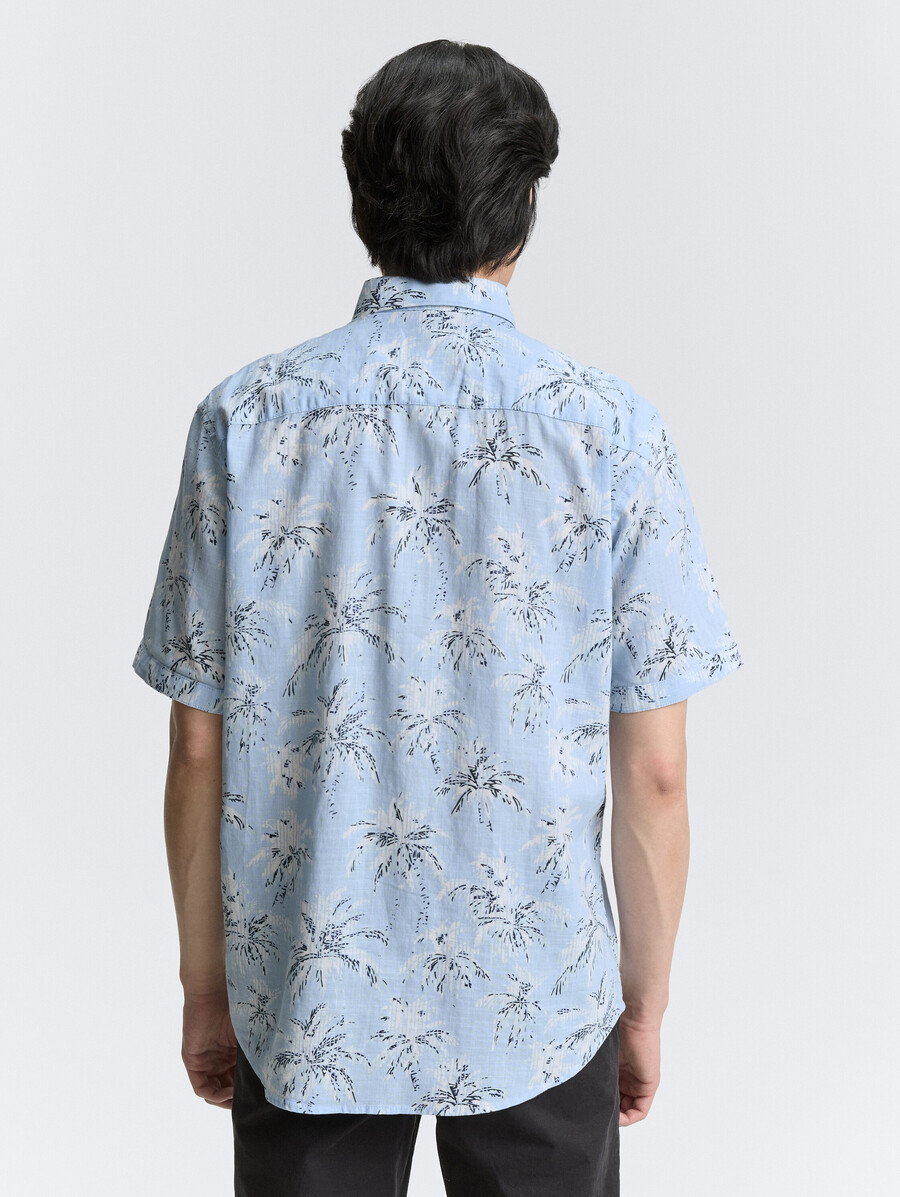 chemise à manches courtes coupe classique avec imprimé palmier