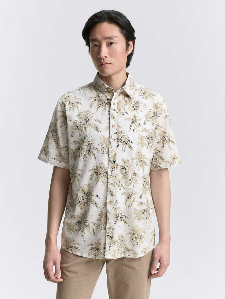 chemise à manches courtes coupe classique avec imprimé palmier
