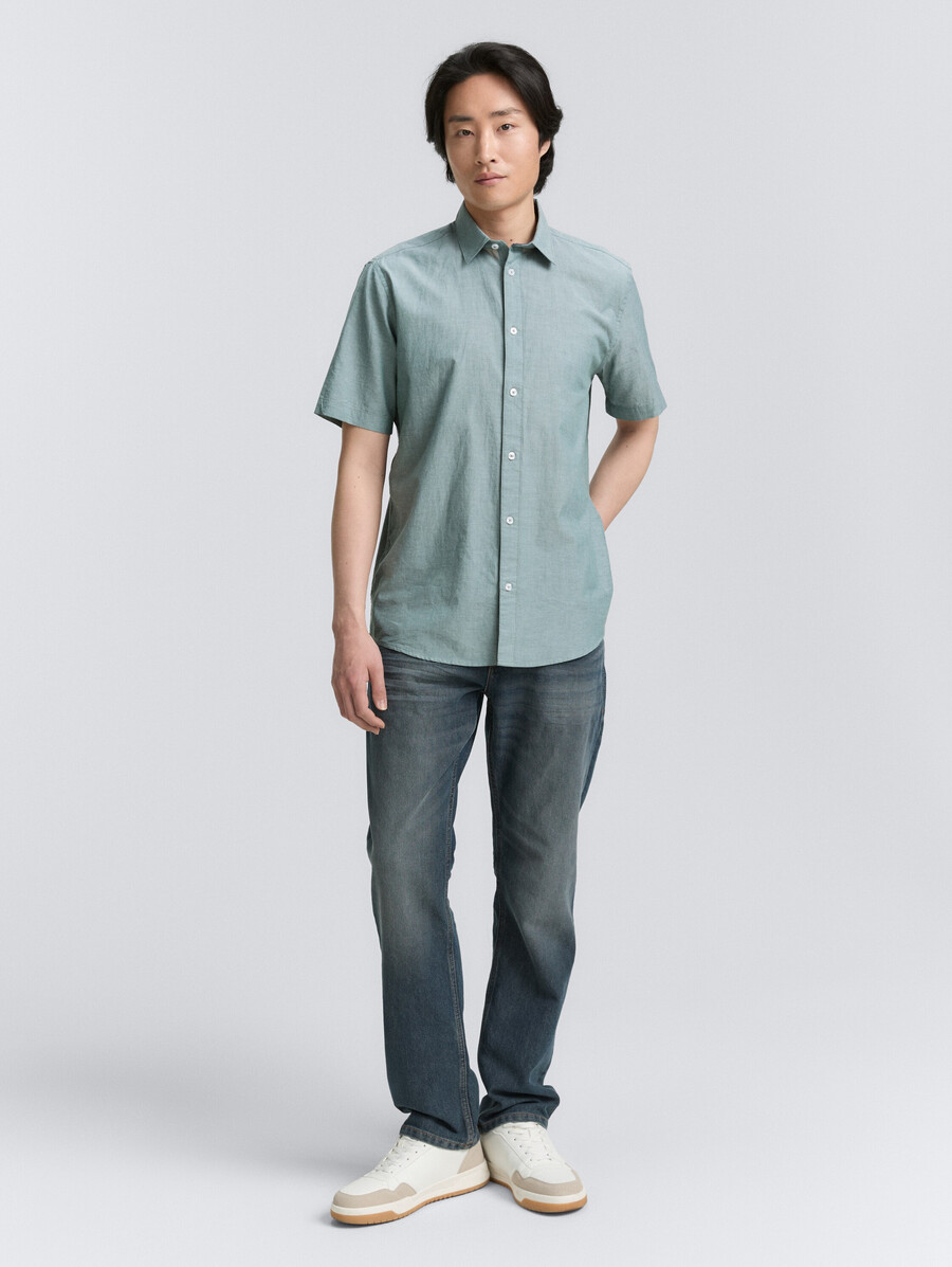 chemise en coton à manches courtes coupe classique