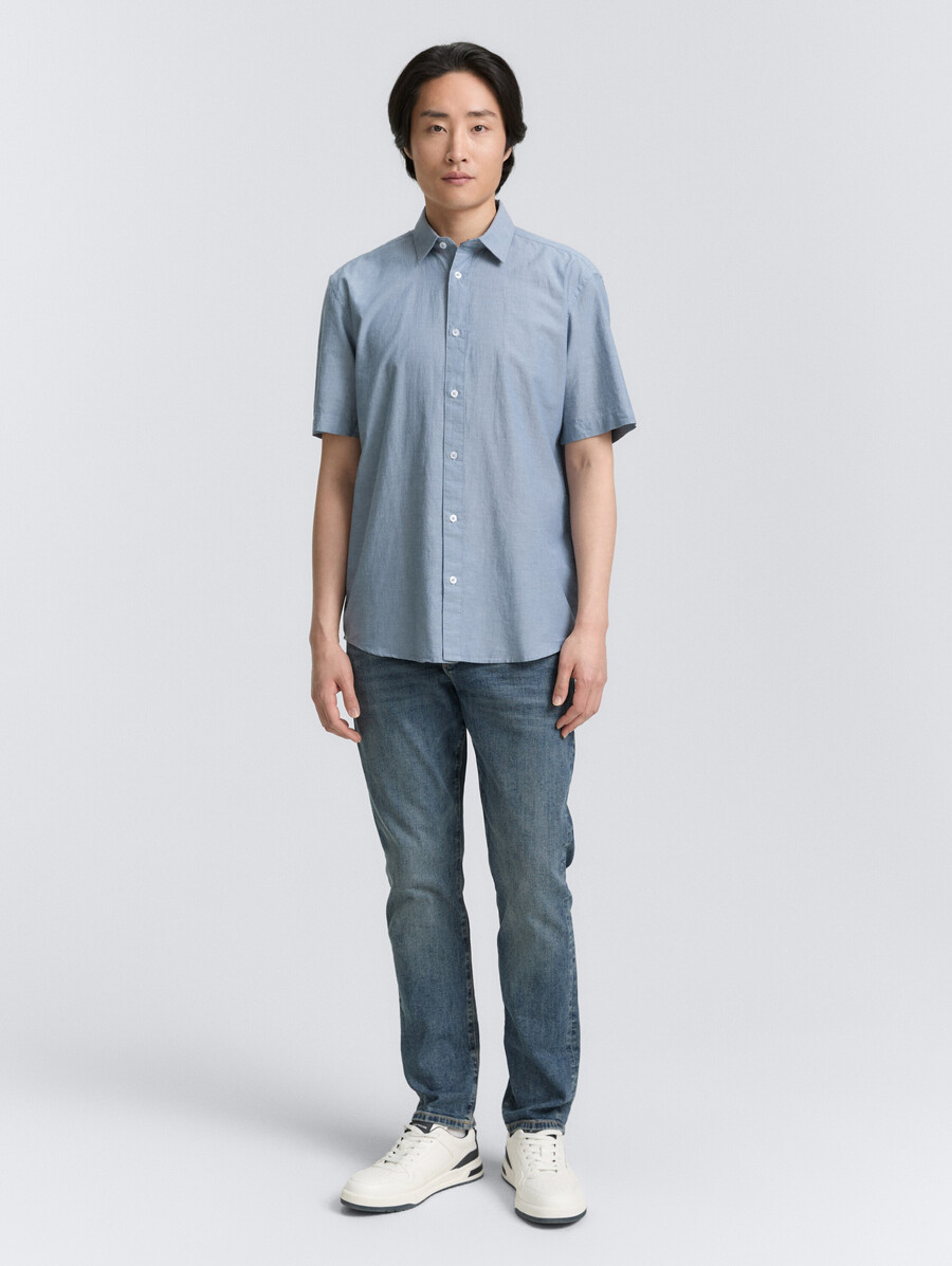 chemise en coton à manches courtes coupe classique