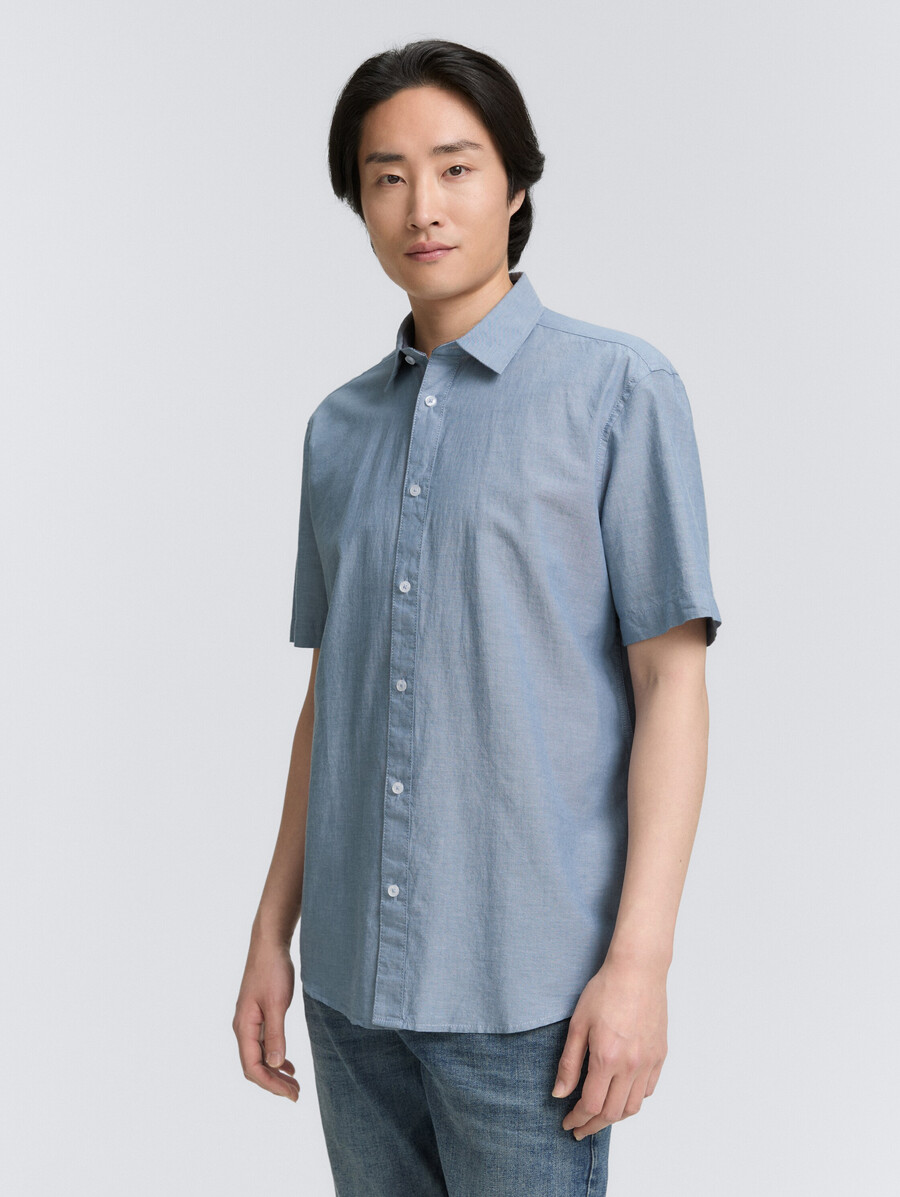 chemise en coton à manches courtes coupe classique