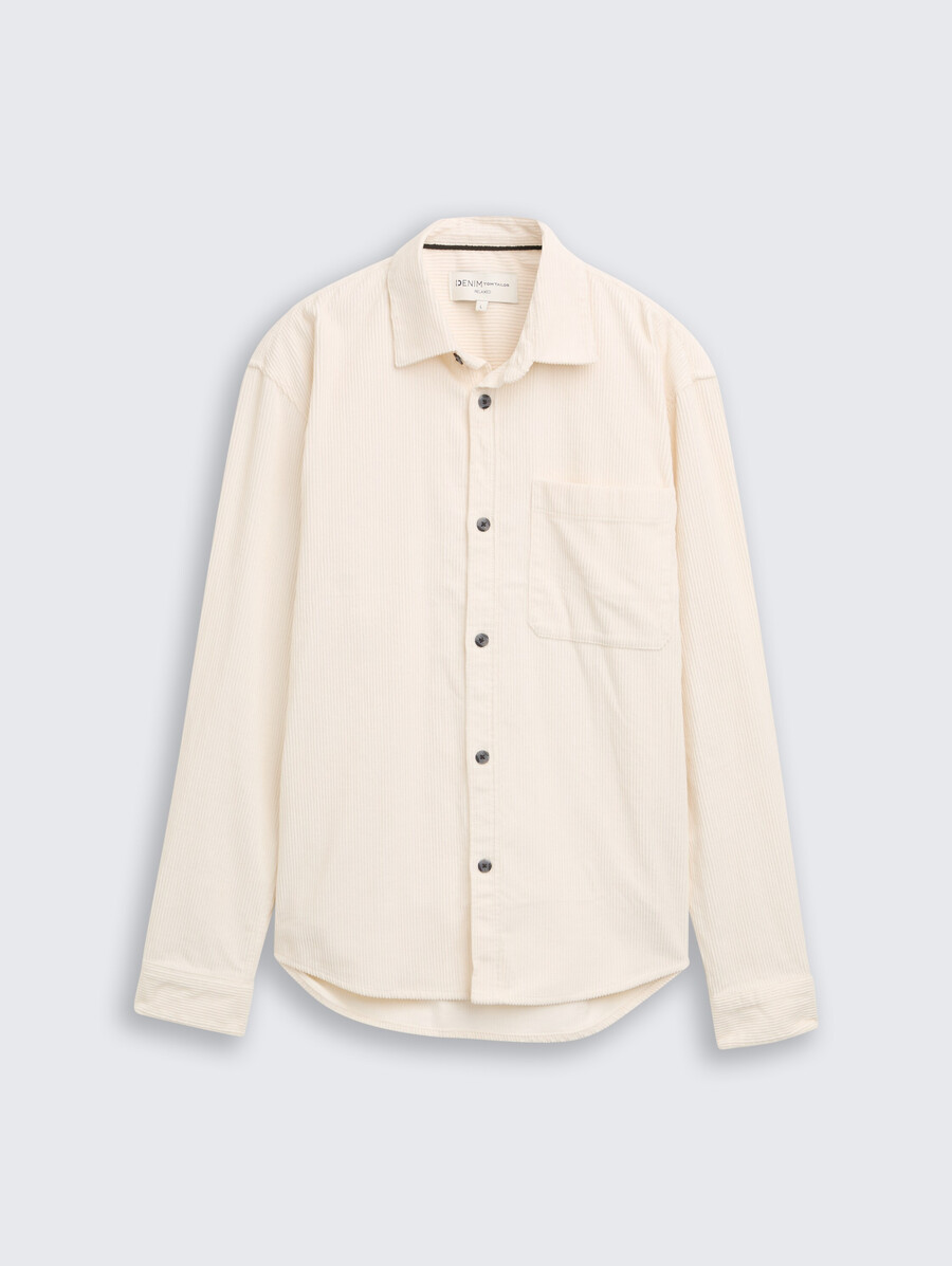 chemise en velours côtelé coupe décontractée avec poche poitrine
