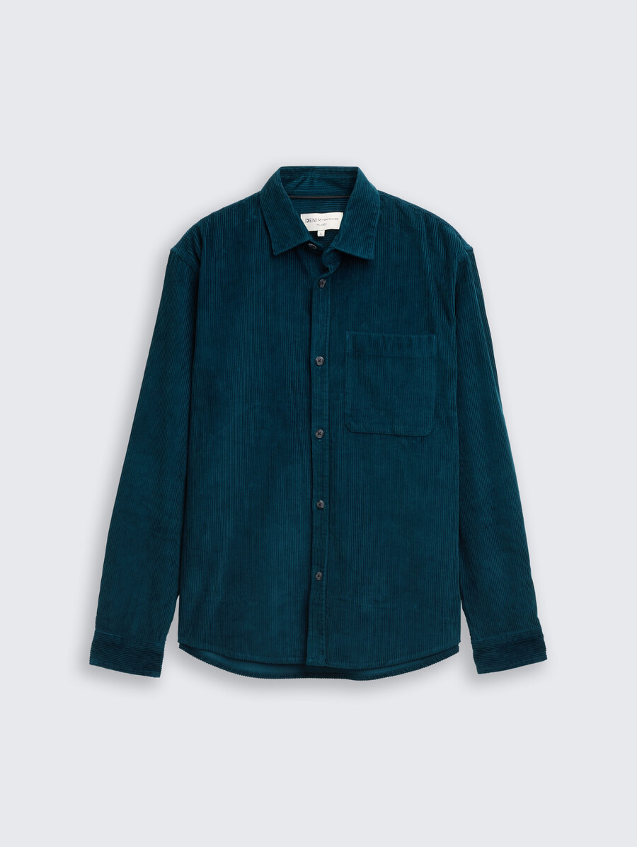 chemise en velours côtelé coupe décontractée avec poche poitrine