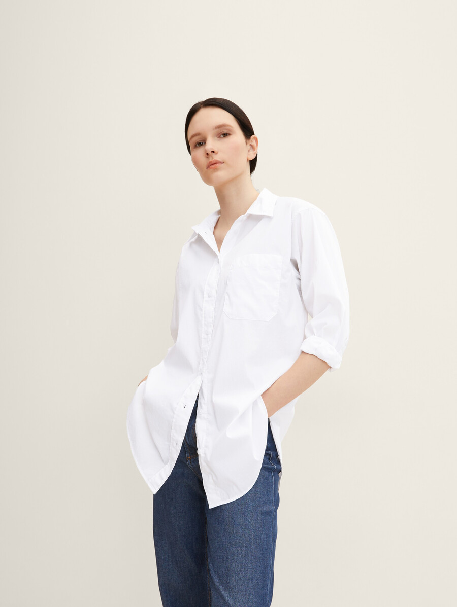 chemise longue avec poche poitrine
