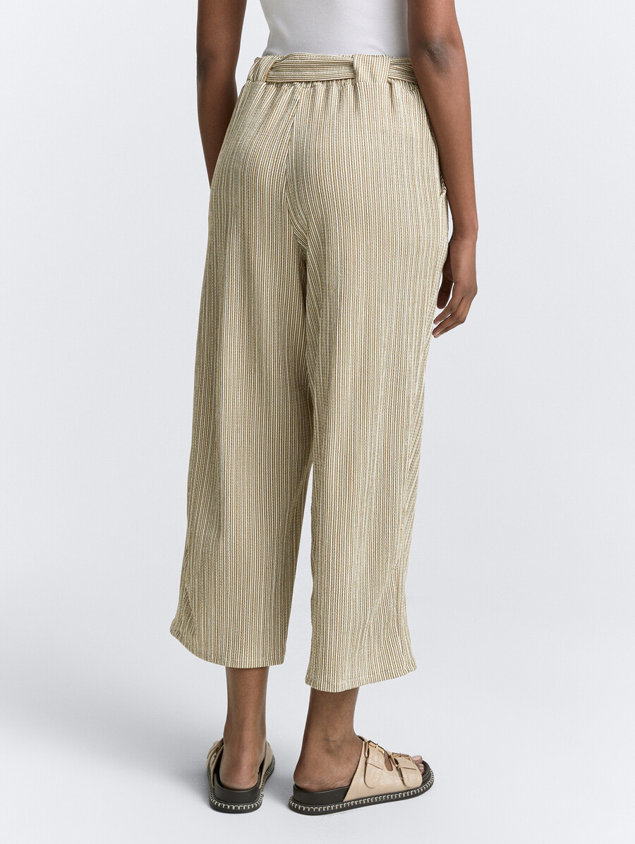pantalon culotte taille haute avec ceinture à nouer