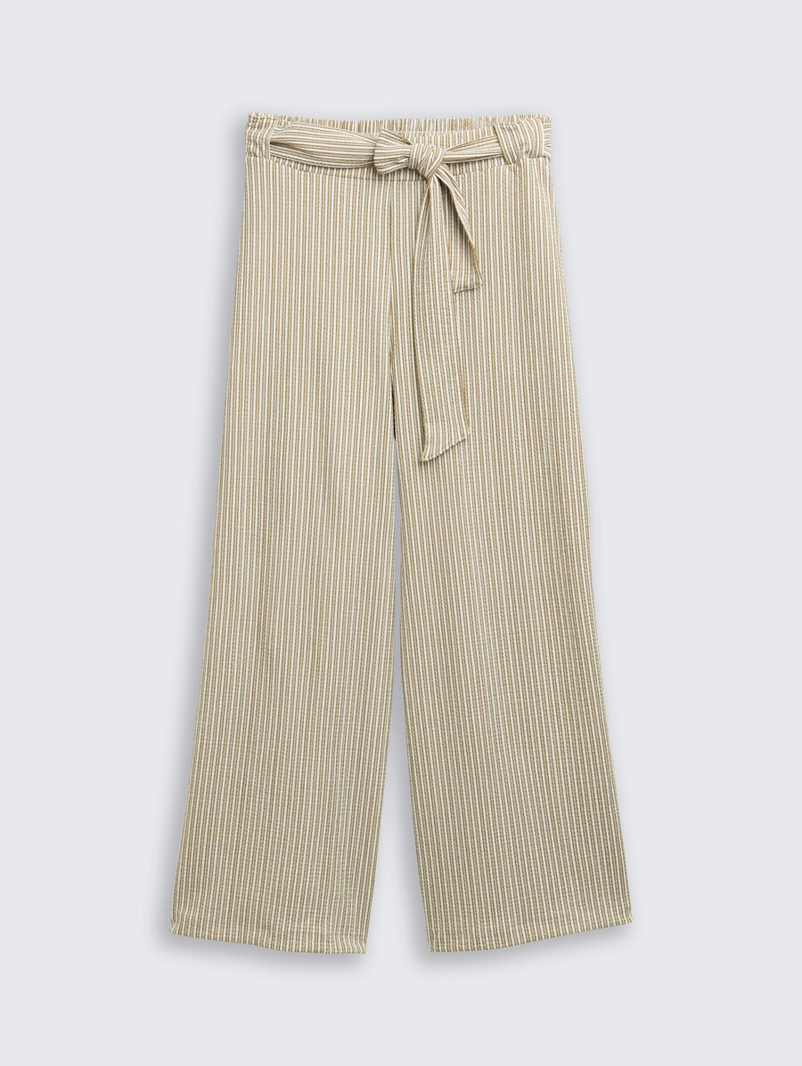 pantalon culotte taille haute avec ceinture à nouer