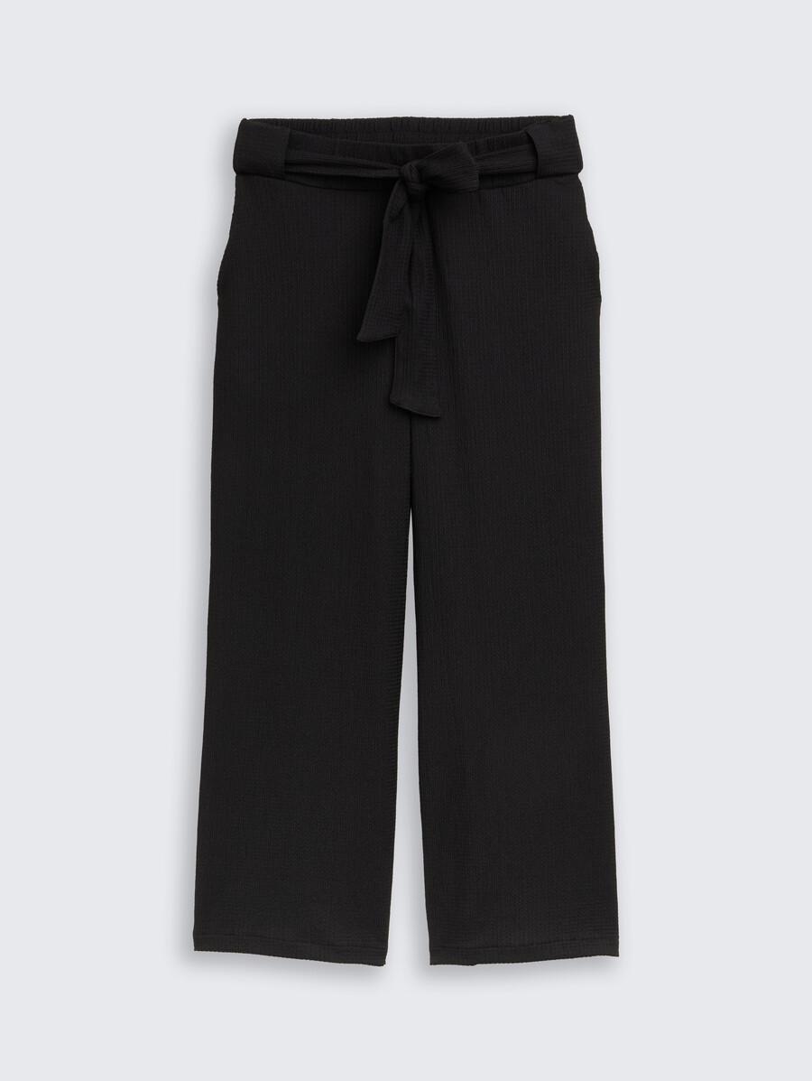 pantalon culotte taille haute avec ceinture à nouer