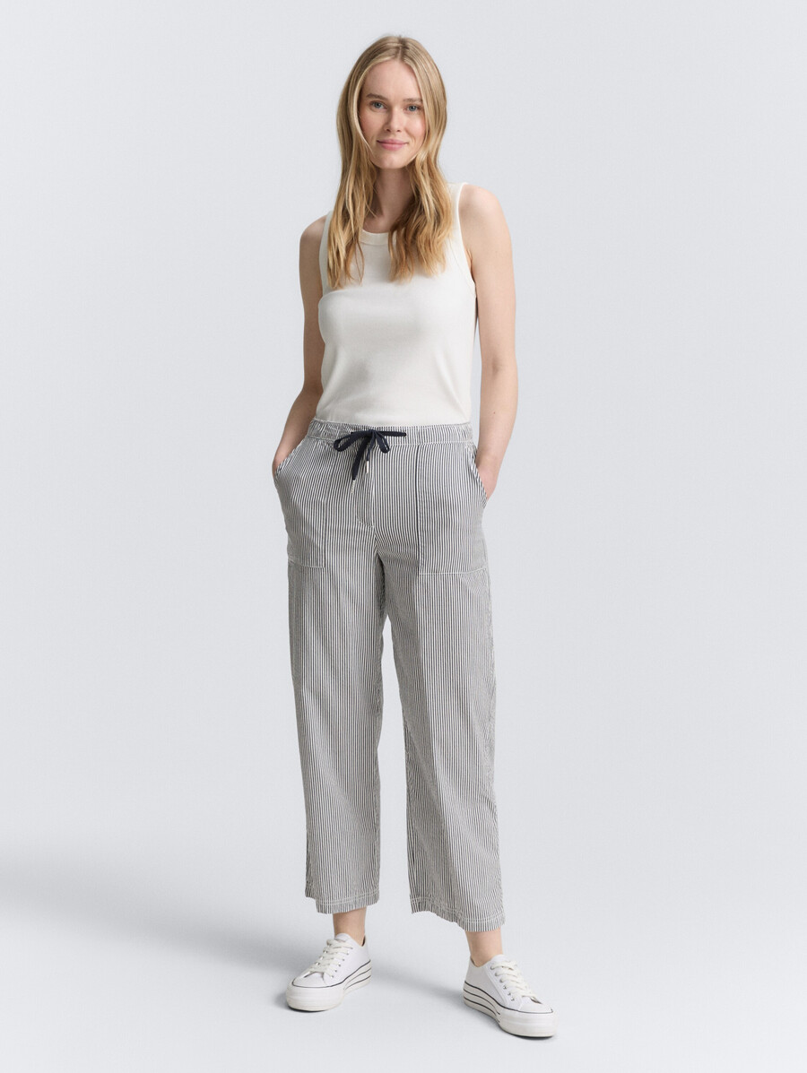 pantalon culotte en seersucker avec cordon de serrage