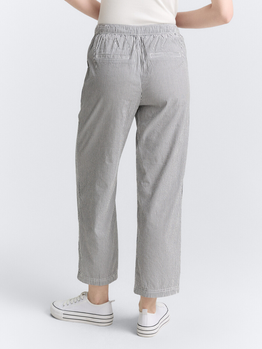 pantalon culotte en seersucker avec cordon de serrage