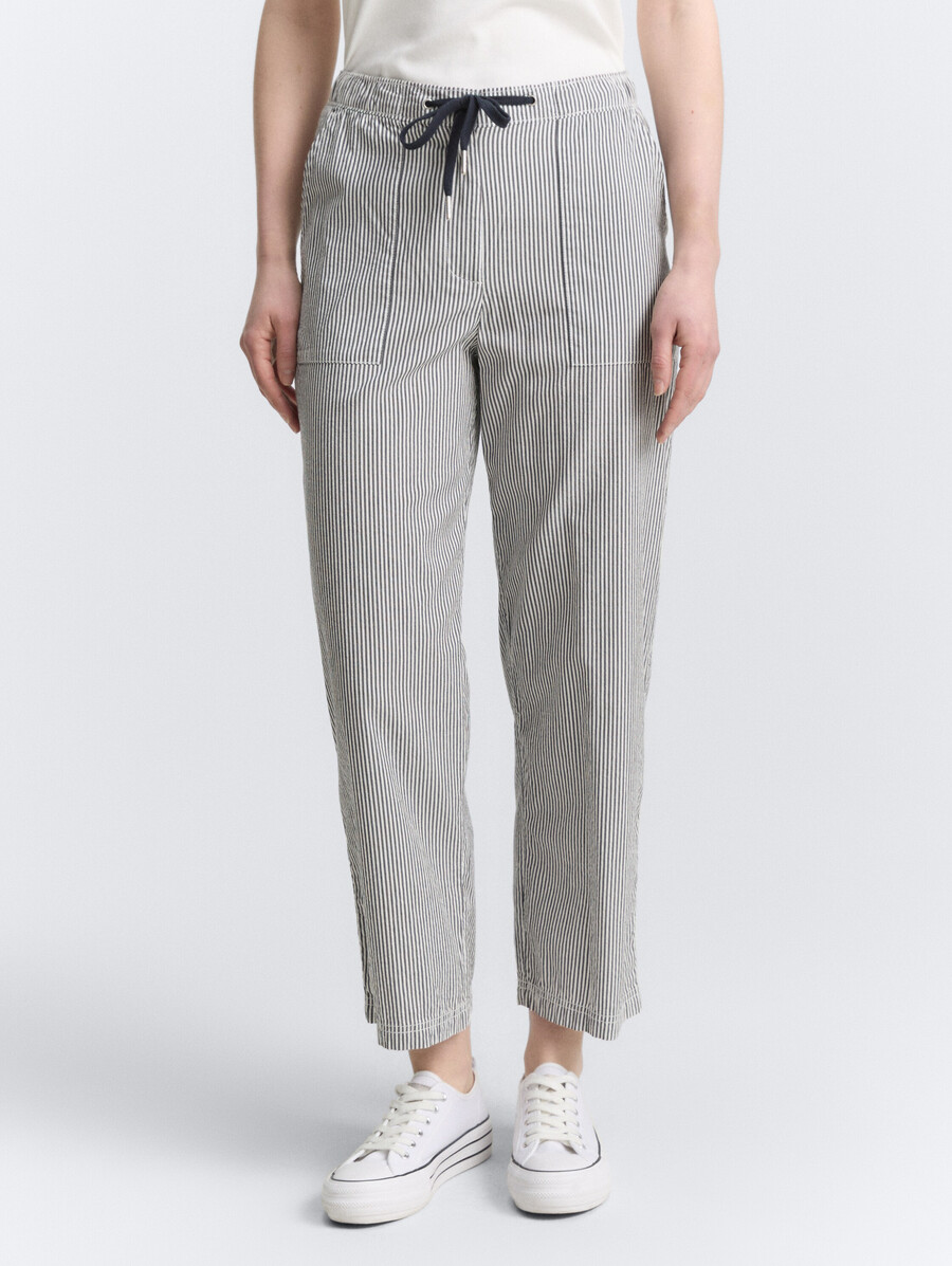 pantalon culotte en seersucker avec cordon de serrage
