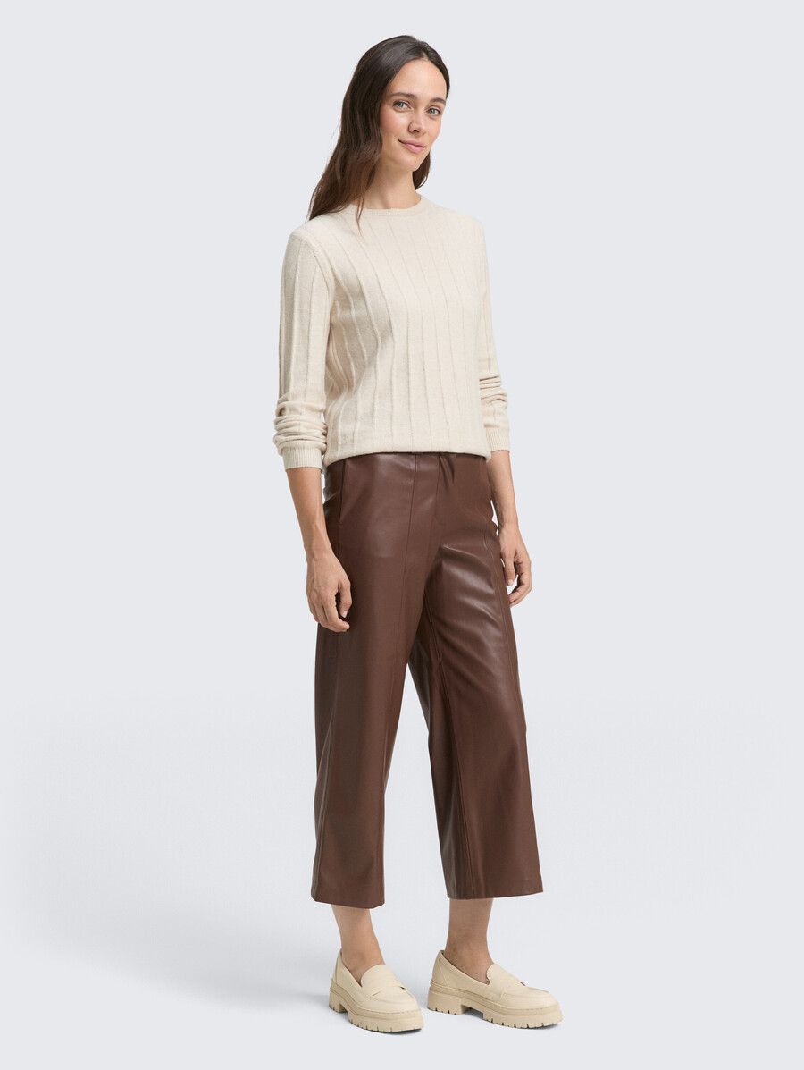 pantalon culotte effet cuir