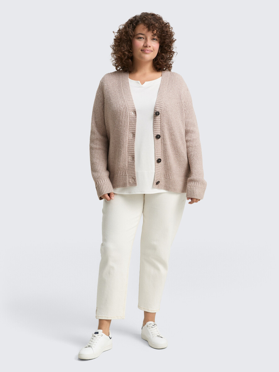 gilet côtelé grande taille à col en v
