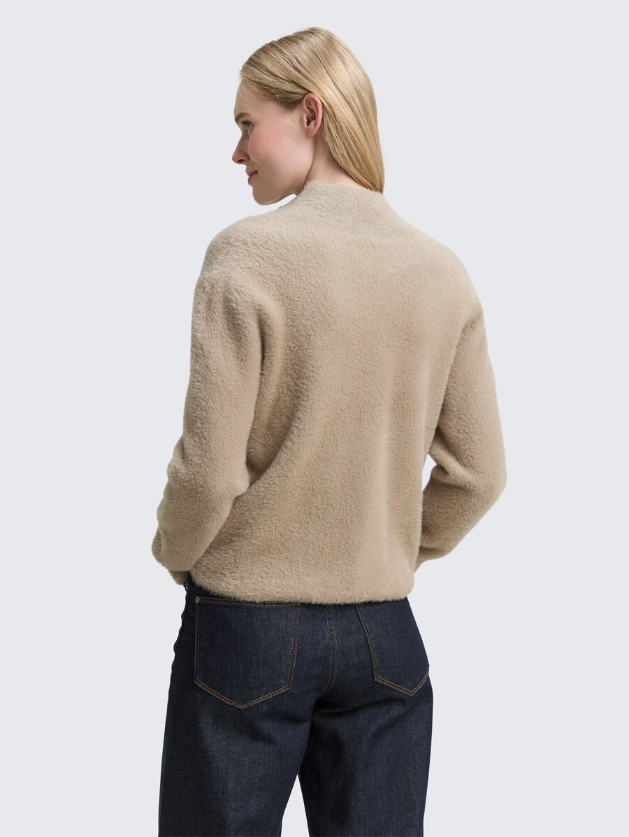 gilet en laine à plumes avec fermeture éclair