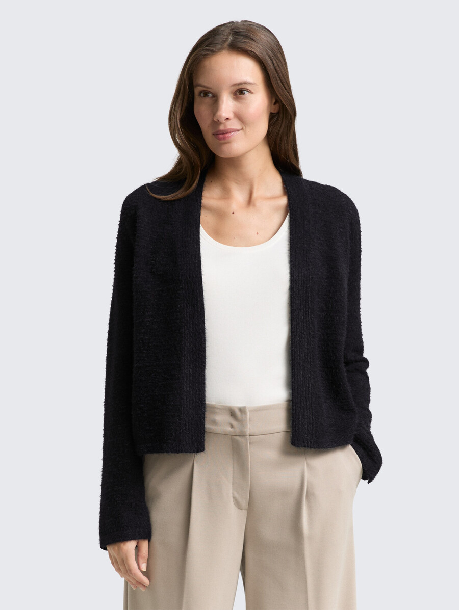 gilet en laine à plumes avec fermeture éclair