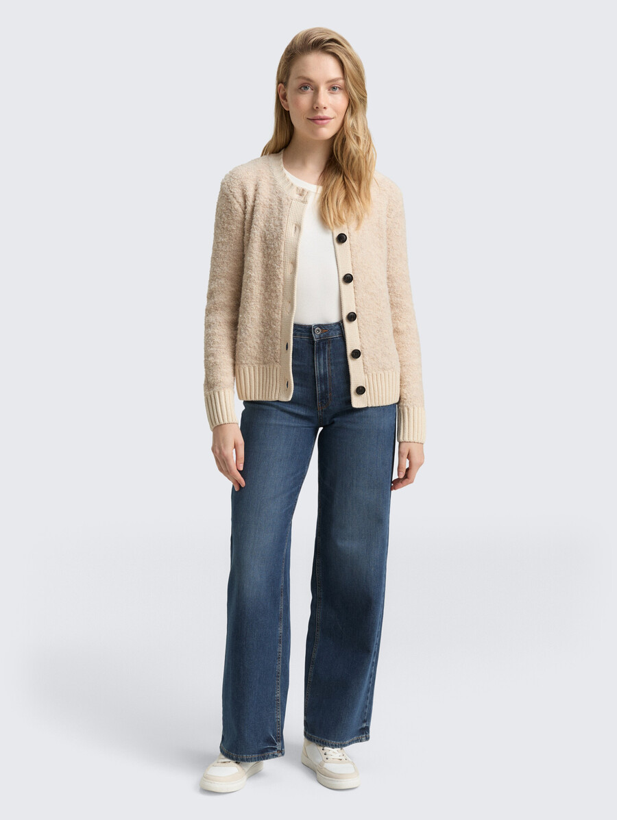 cardigan bouclé avec partie en laine