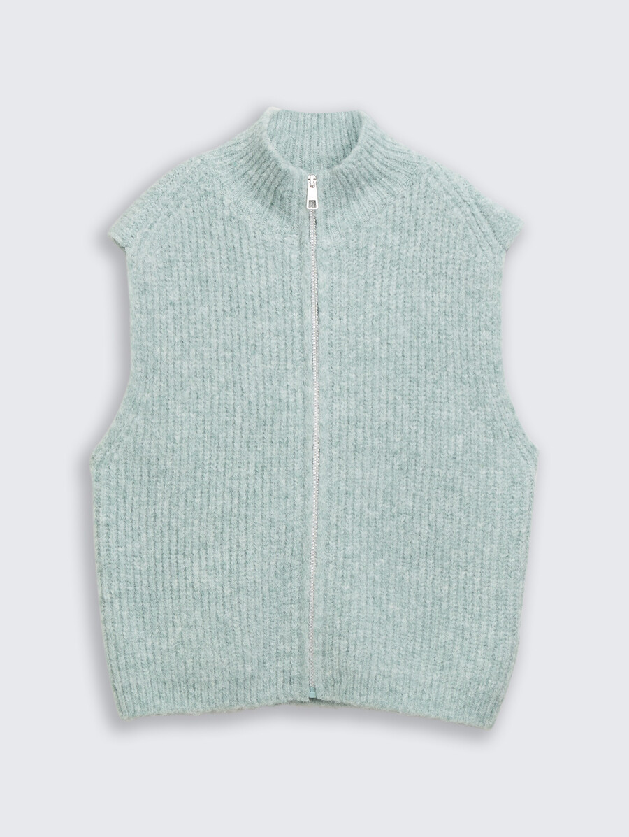 pull sans manches à col montant