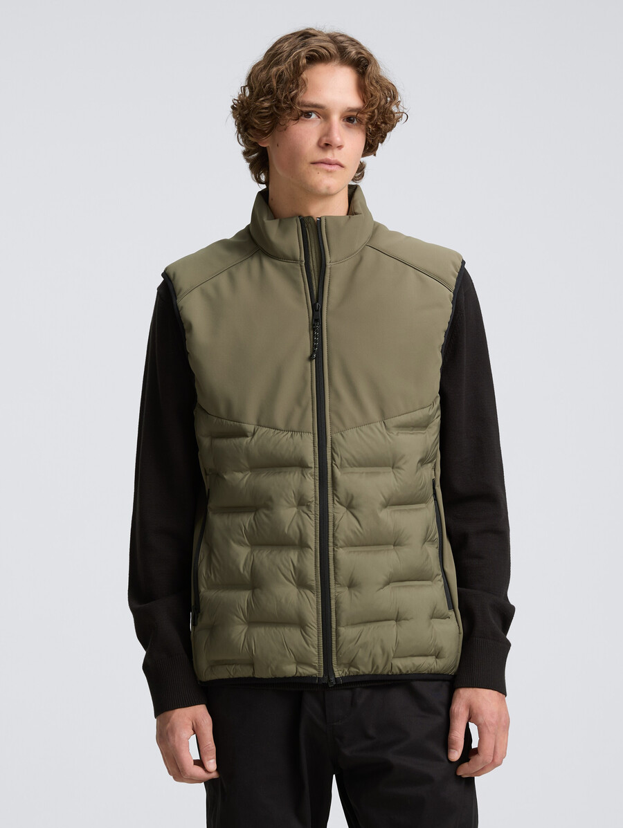 gilet matelassé hybride à col montant