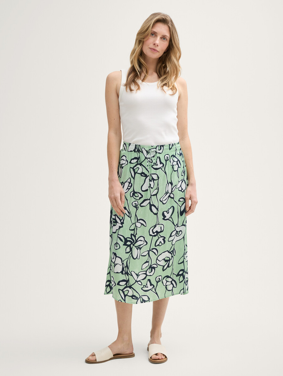 jupe midi en satin taille haute