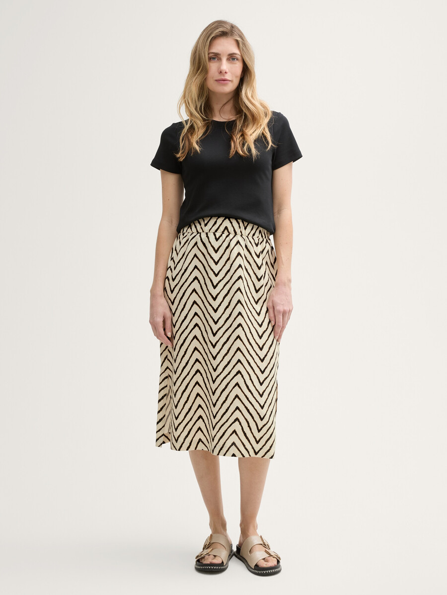 jupe midi taille haute en lin