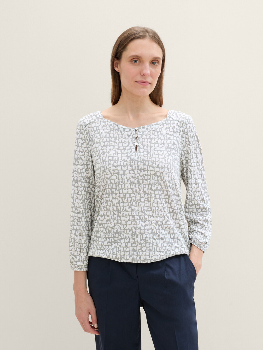 t-shirt à manches 34 avec effet froissé