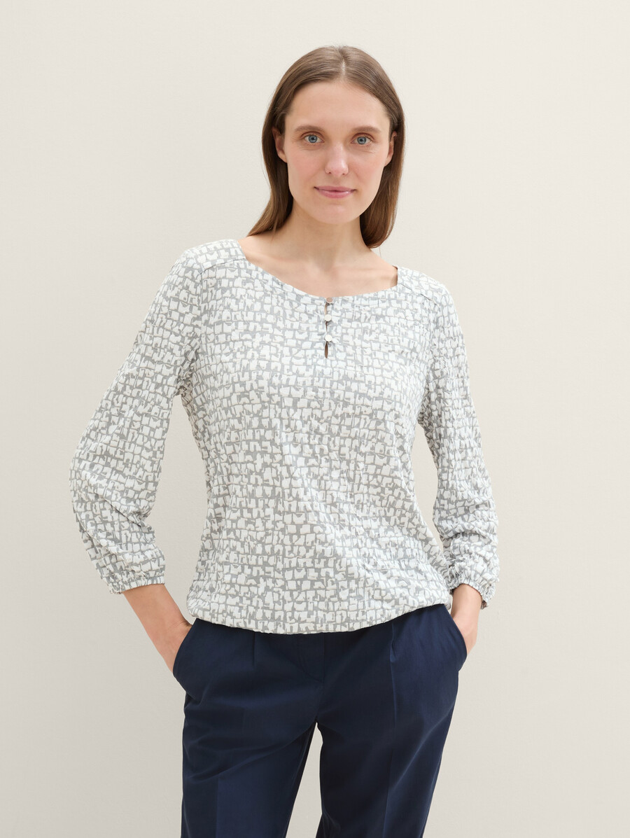 t-shirt à manches 34 avec effet froissé