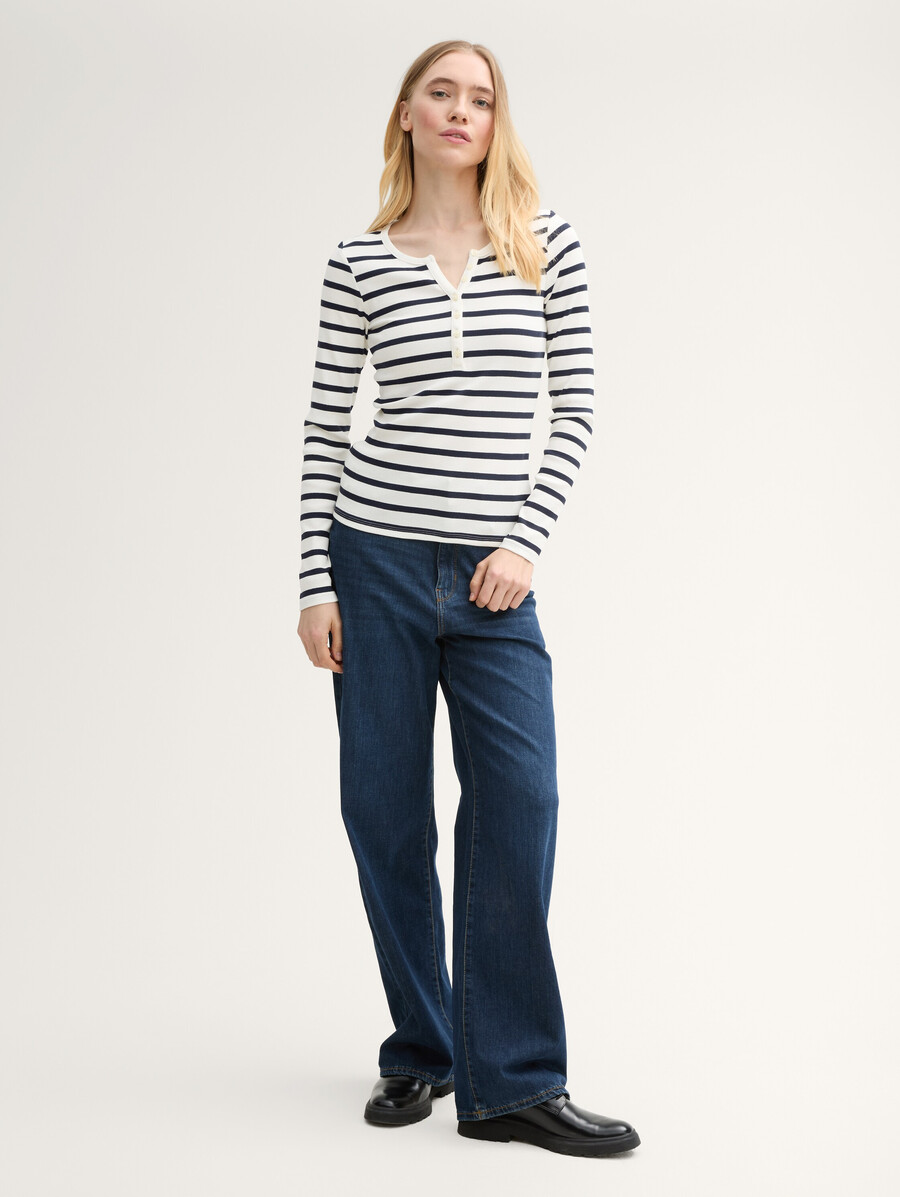 chemise henley côtelée à manches longues