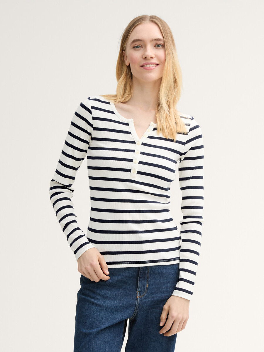 chemise henley côtelée à manches longues